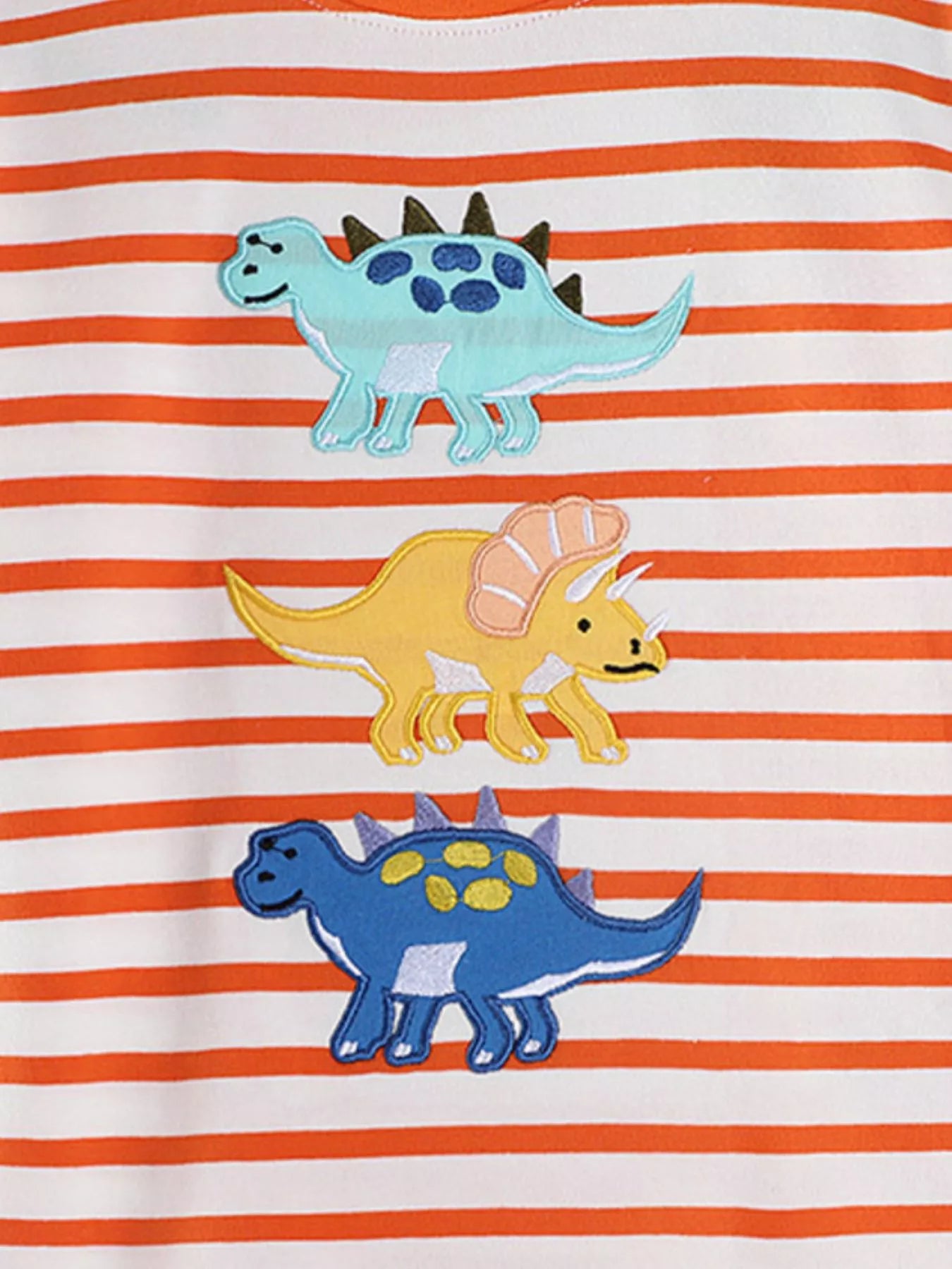 Children's Dinosaur Applique Striped Long Sleeve T-Shirt
