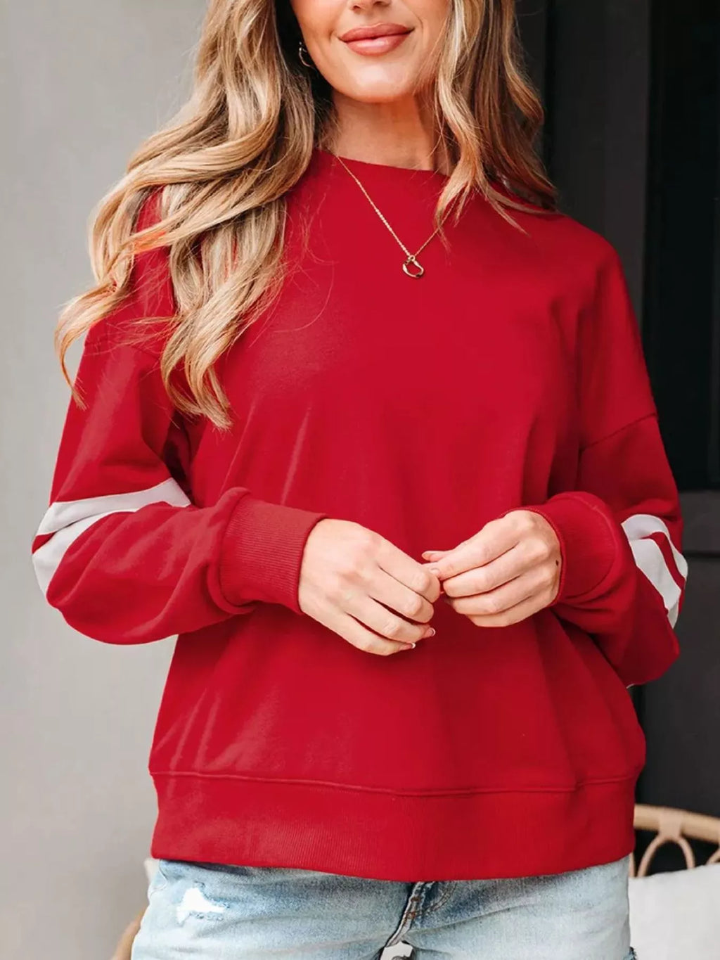 Striped Dropped Shoulder Sweatshirt