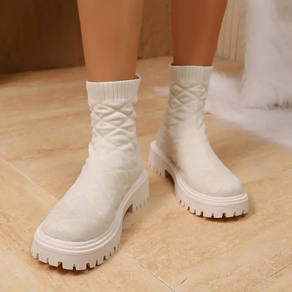 Round Toe Block Heels Boots