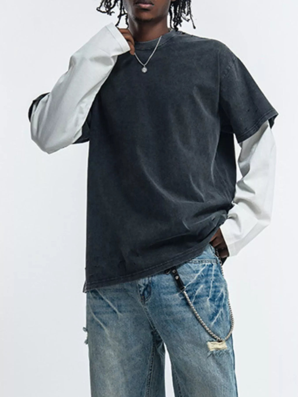 Men's Fake Two-Piece Long Sleeve T-Shirt