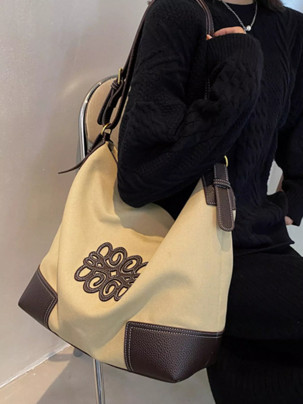 Embroidered Canvas Tote Bag