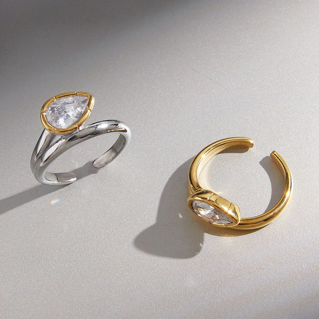 Bezel Zircon Open Ring Collection