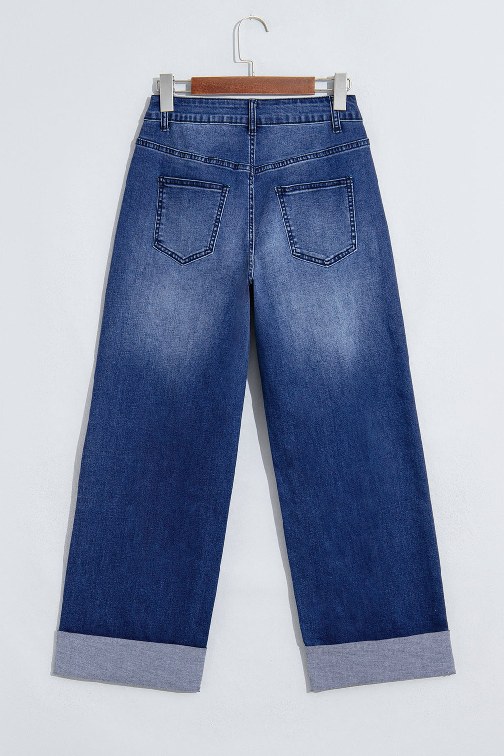 Coffee Studded Detail Straight Leg Casual Loose Jeans