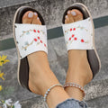 Floral Embroidered Wedge Sandals