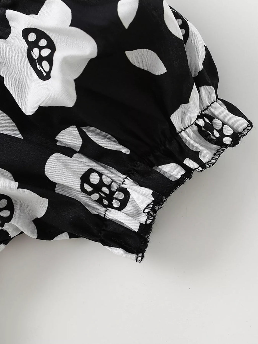 Children's Floral Print Square Neck Puff Sleeve Dress