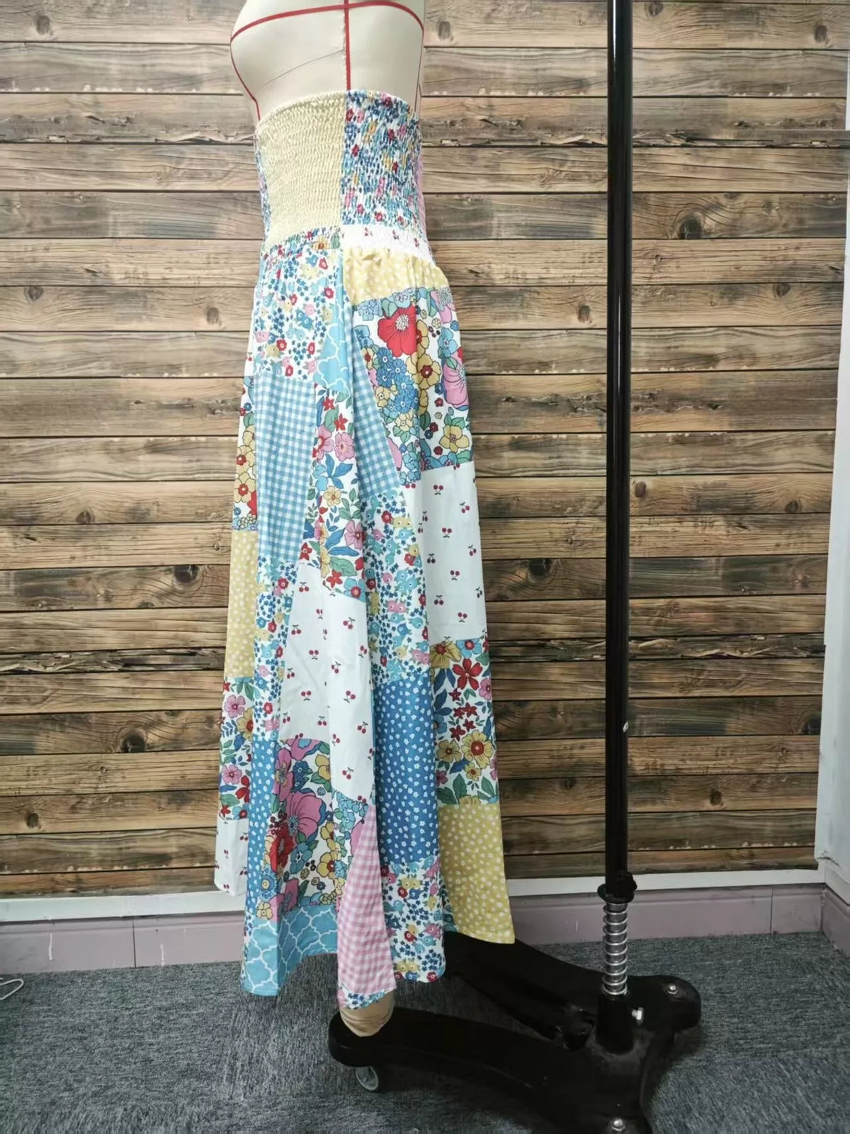 Patchwork Floral Maxi Skirt
