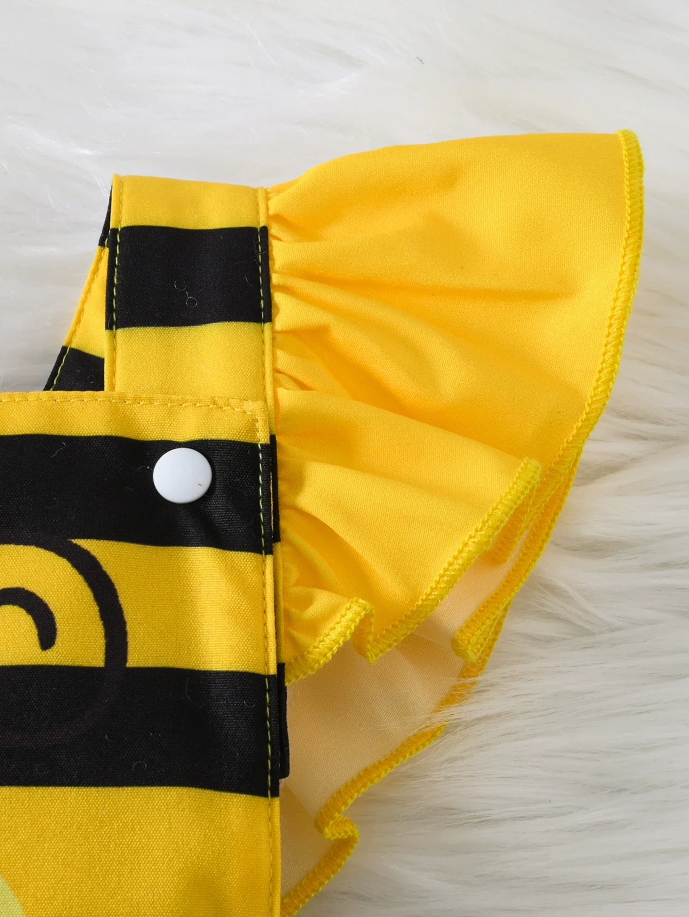 Children's Bee Striped Ruffle Bodysuit Dress with Headband
