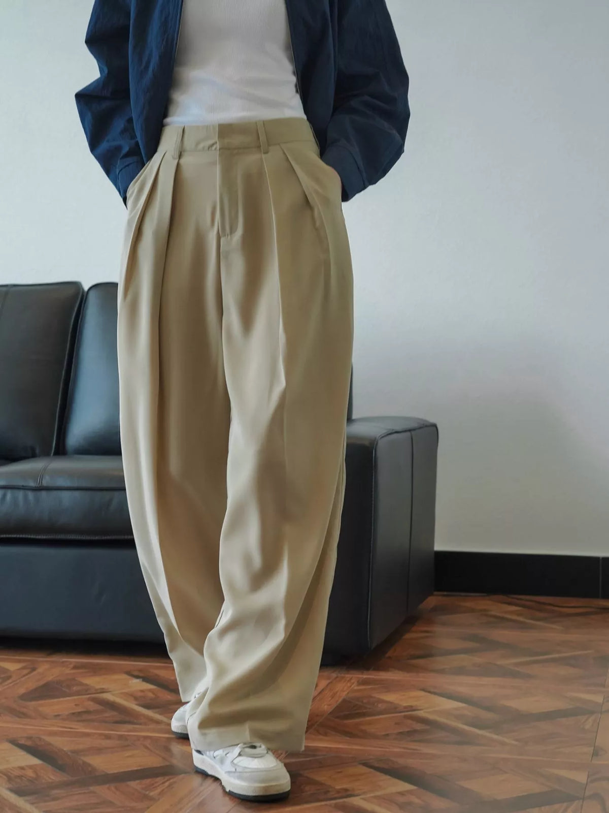 High-Waisted Pleated Wide-Leg Pants
