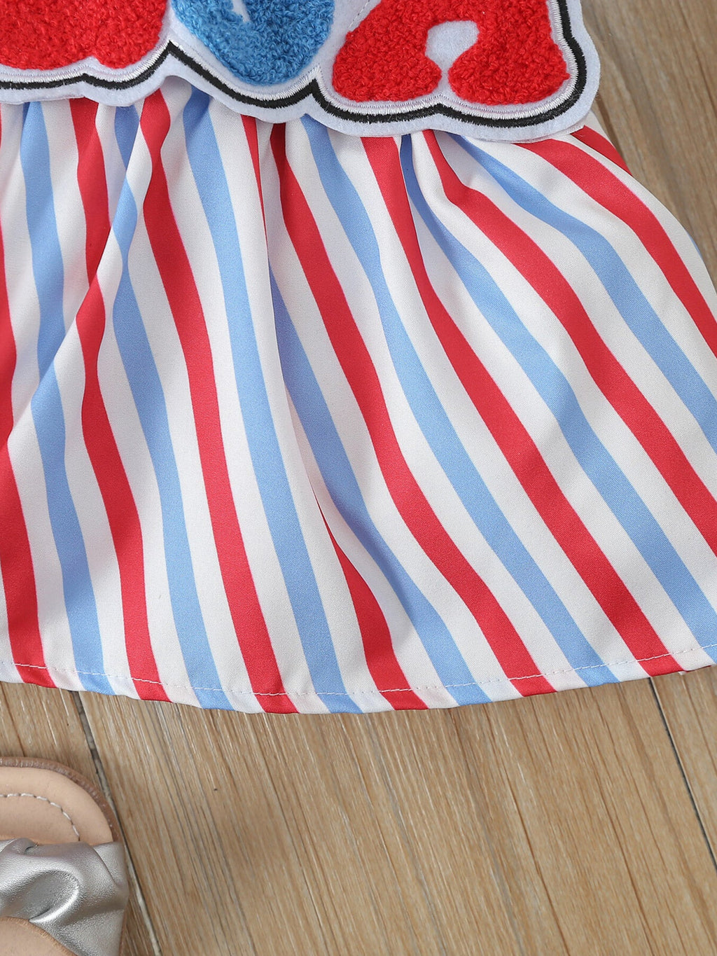 Children's Ruffled Bodysuit & Patriotic USA Overall Dress & Headband Set