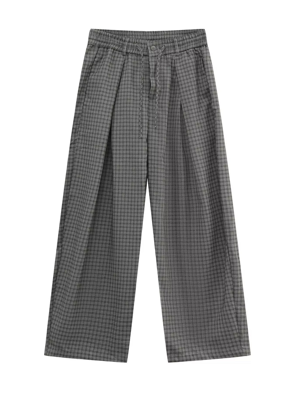 Men's Plaid Wide-Leg Pants