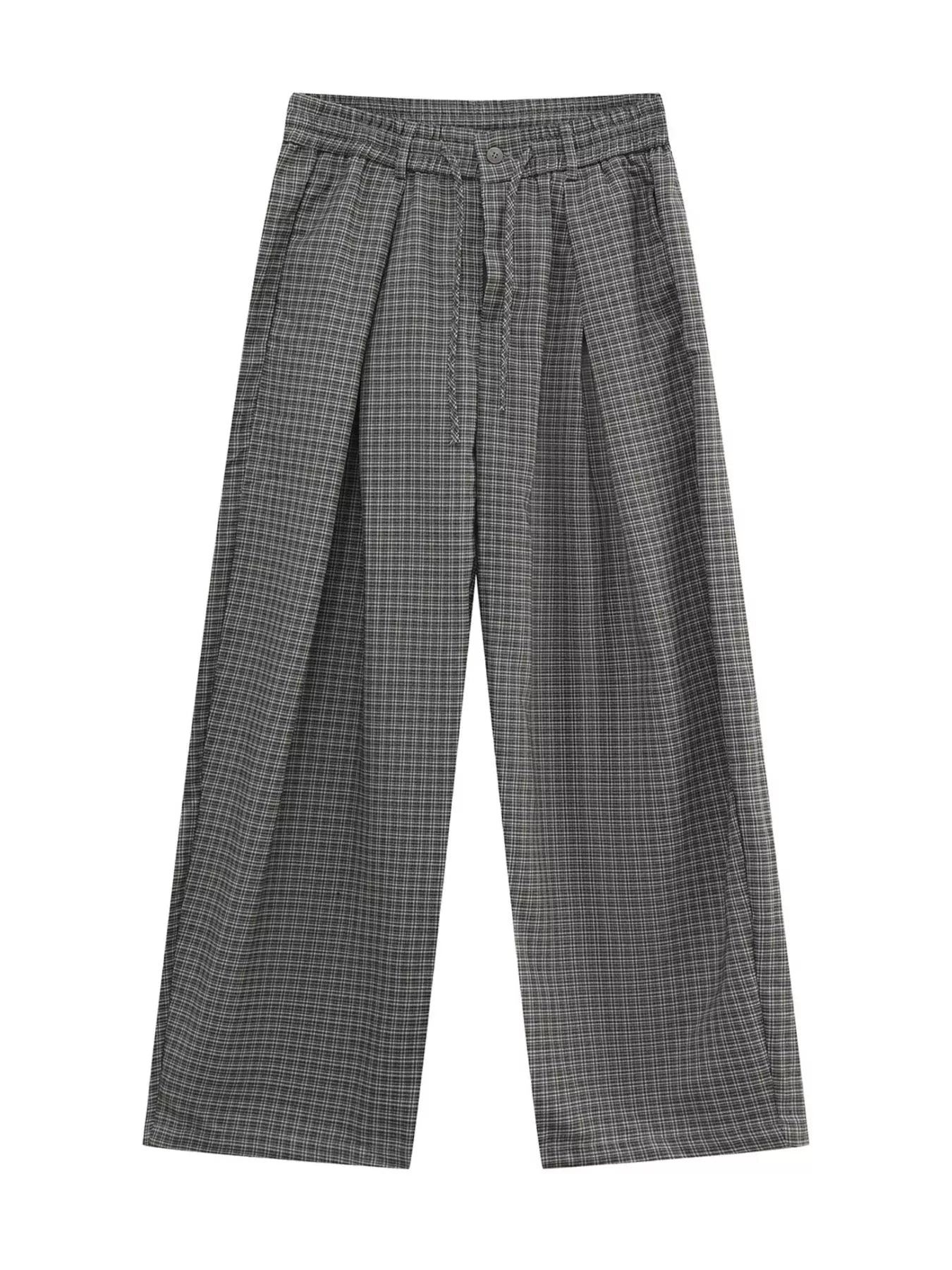 Men's Plaid Wide-Leg Pants
