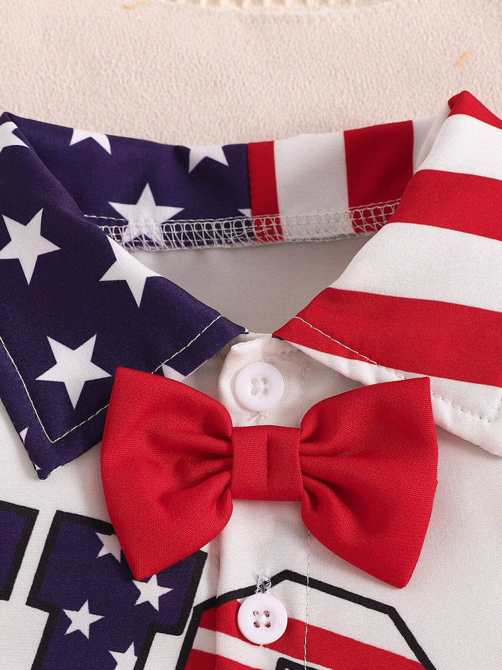 Children's Patriotic USA Print Bodysuit and Overalls Outfit Set