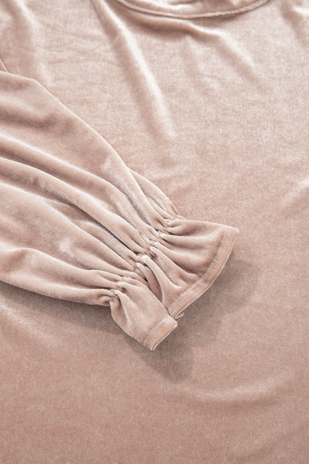 Solid Velvet Frilled Neck Long Sleeve Top