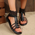 Lace Detail Open Toe Flats Sandals