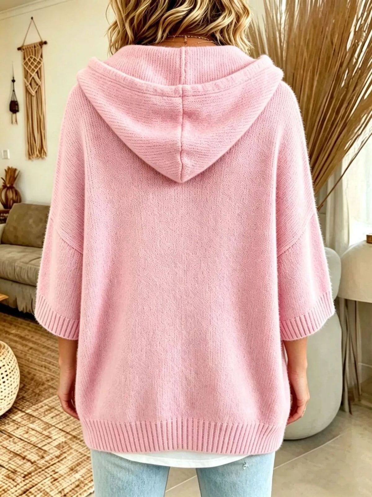 Full Size Hooded Button-Down Knit Cardigan Plus Size
