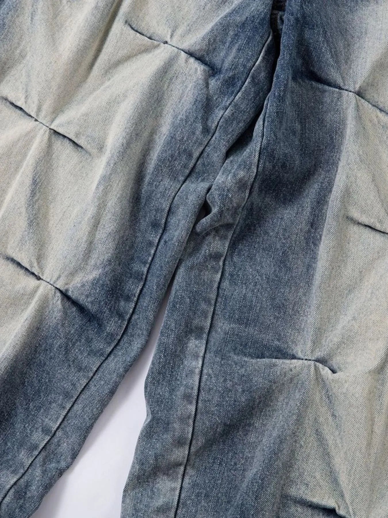 Men's Ruched Wide Leg Jeans