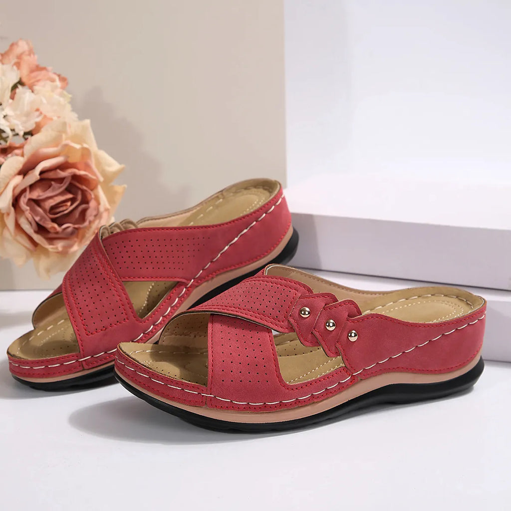 Crisscross Open Toe Wedge Sandals