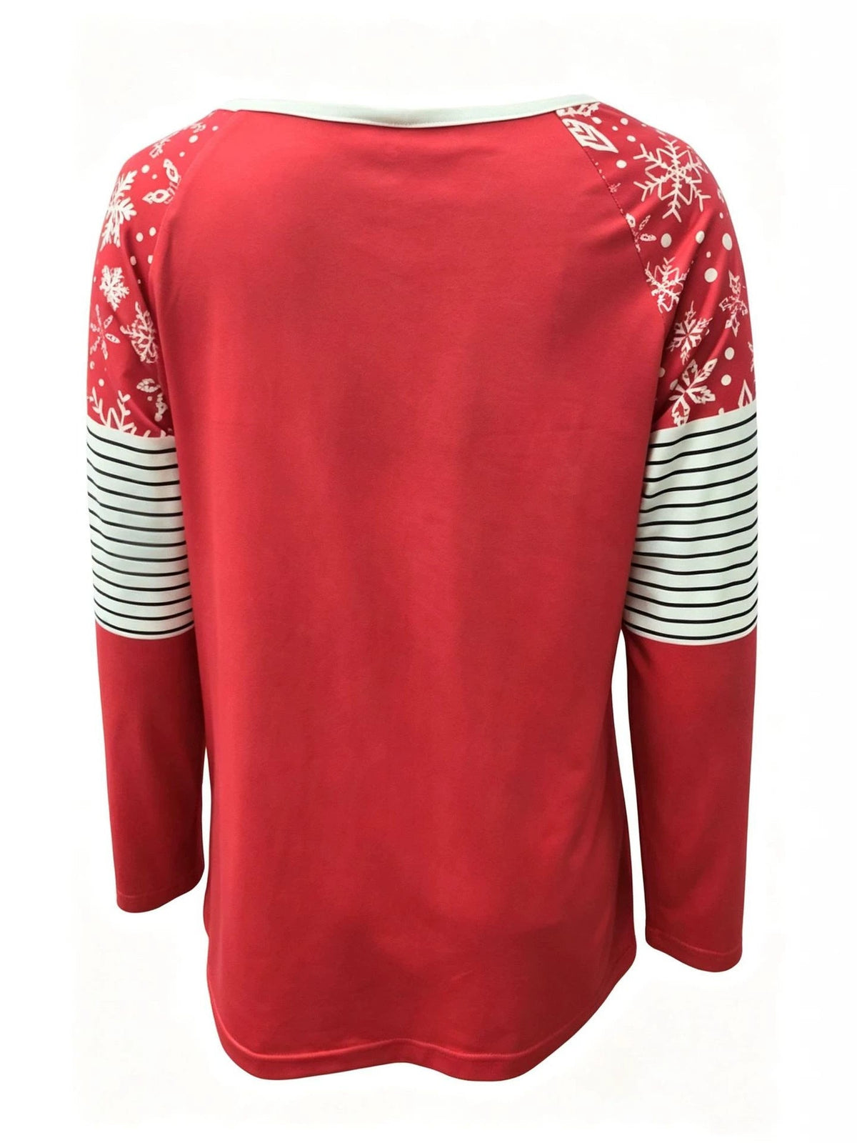 Exclusive For European And American Cross-border SalesAutumn Women's Clothing, Christmas Letter Print, Color-blocking, Buttoned Long-sleeve Top In Stock