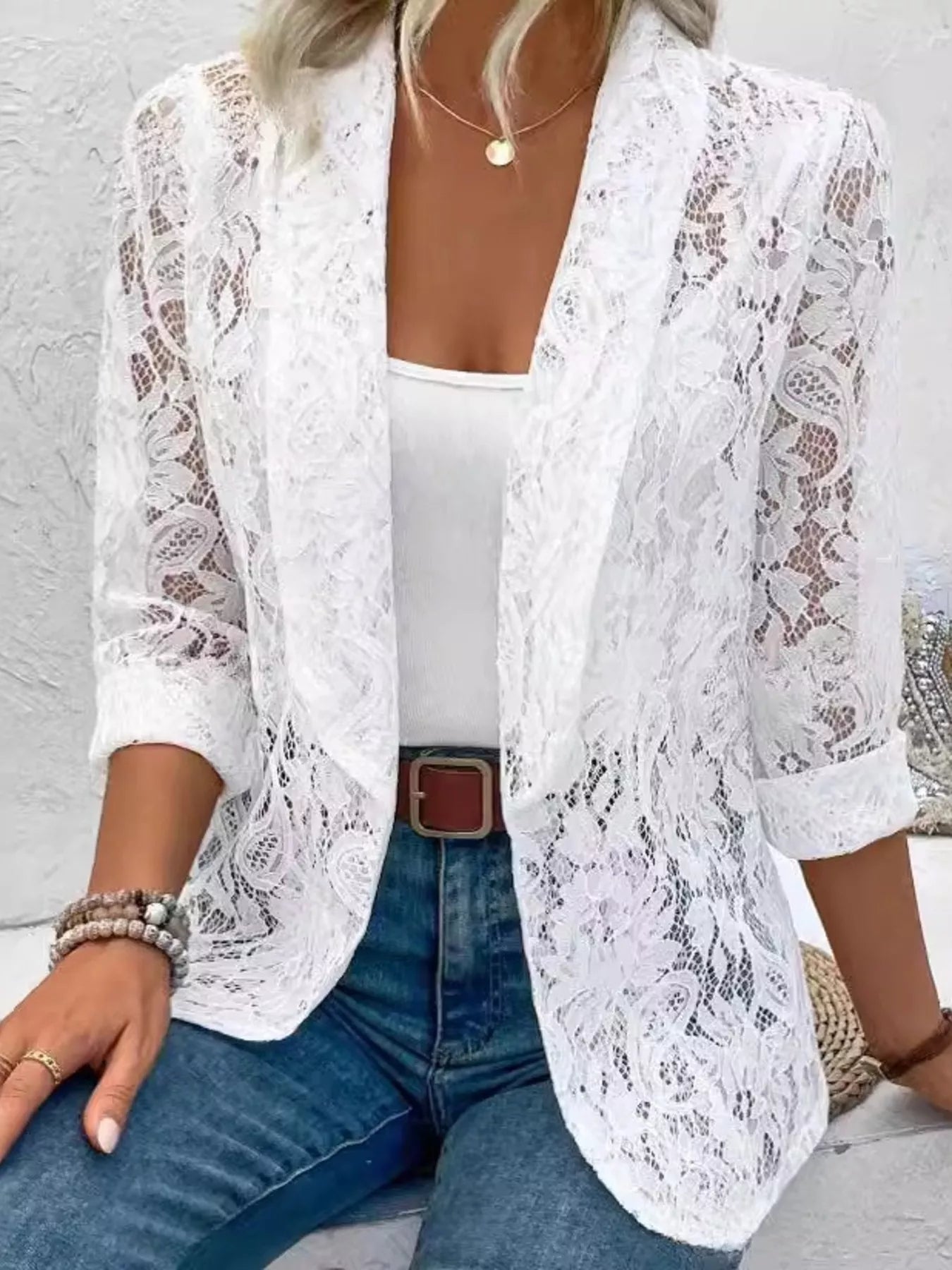 Lace Open-Front Outerwear