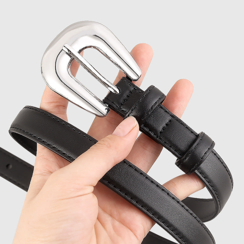 Leather Belt with Silver Buckle