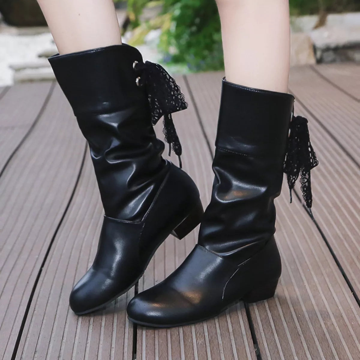 Round Toe Block Heels Boots