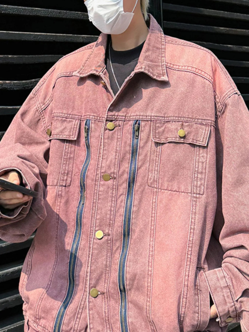 Men's Plus Size Button Up Long Sleeve Denim Jacket
