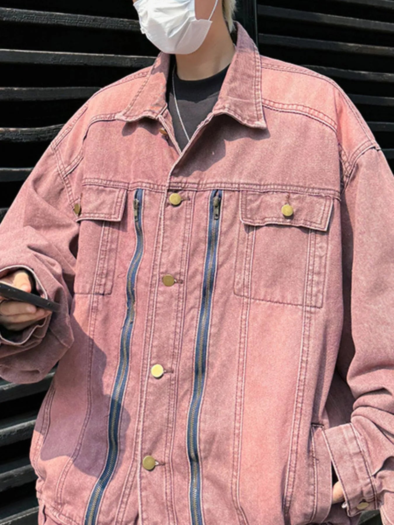Men's Plus Size Button Up Long Sleeve Denim Jacket