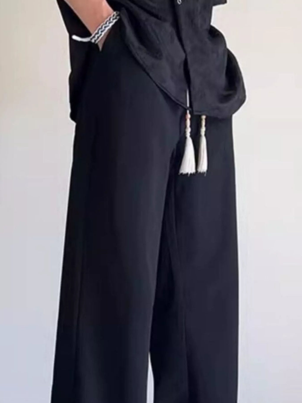 Men's Plus Size Drawstring Wide Leg Pants