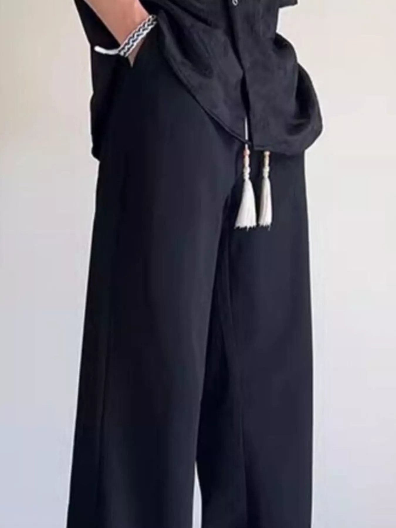 Men's Plus Size Drawstring Wide Leg Pants