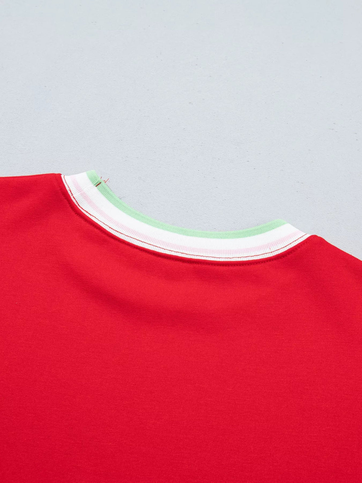 Contrast Striped Trim Baggy Pullover Sweatshirt