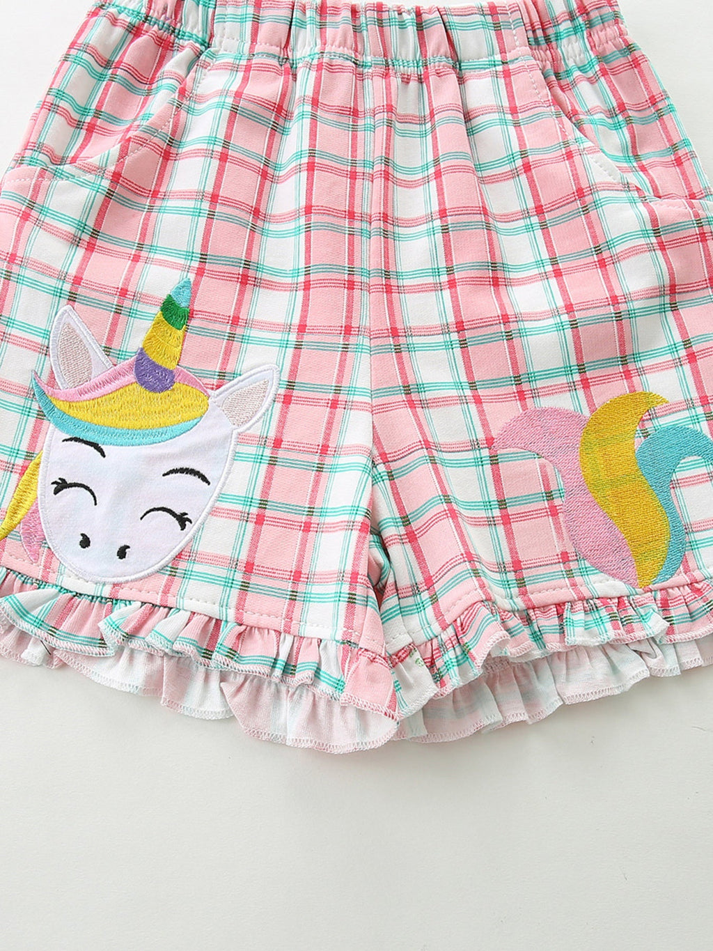 Children's Unicorn Dreams Sleeveless Top & Plaid Shorts Set