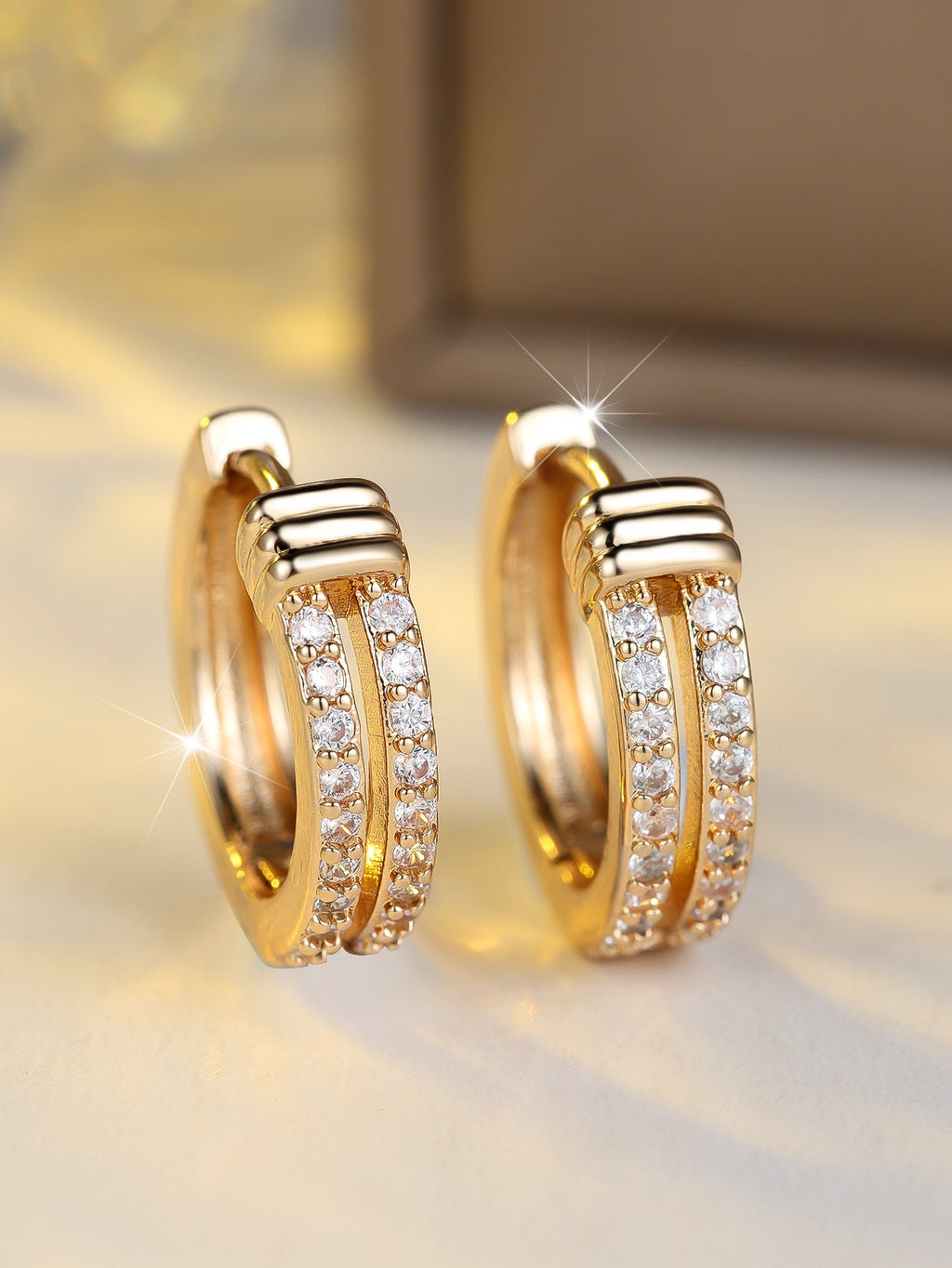 Light-luxury Double-row Fully Diamond Ear Clips
