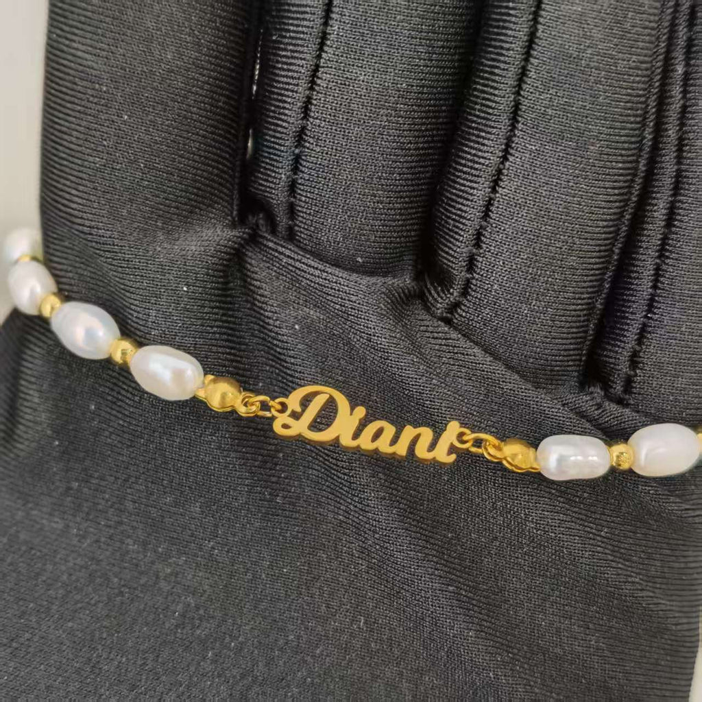 Personalized Name Freshwater Pearl Bead Bracelet