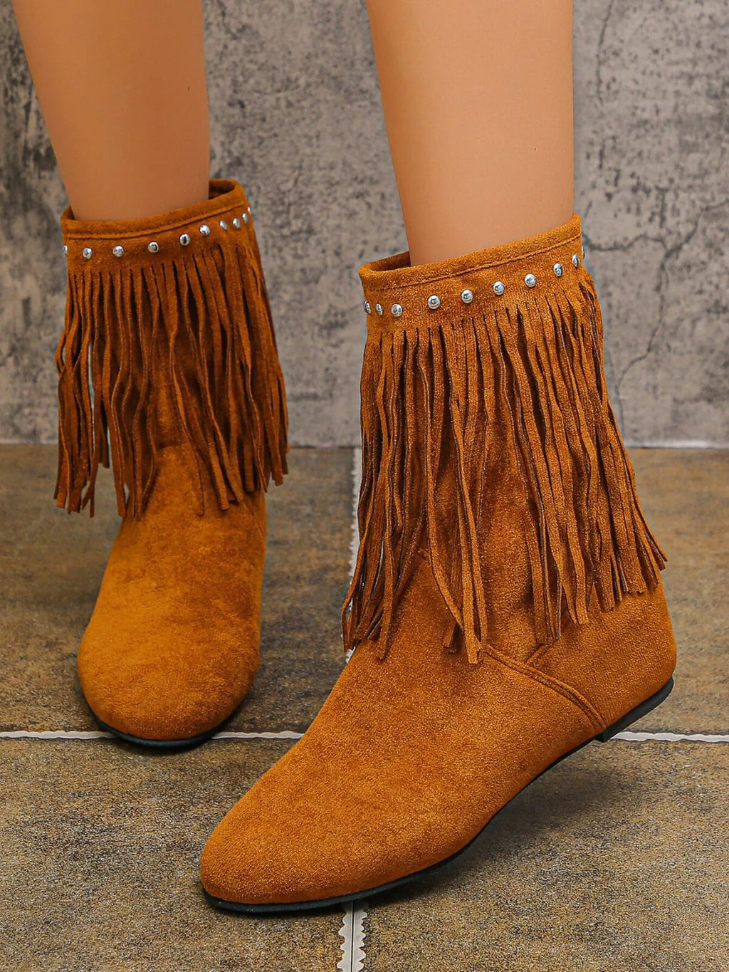 Fringe Boots with Studded Details