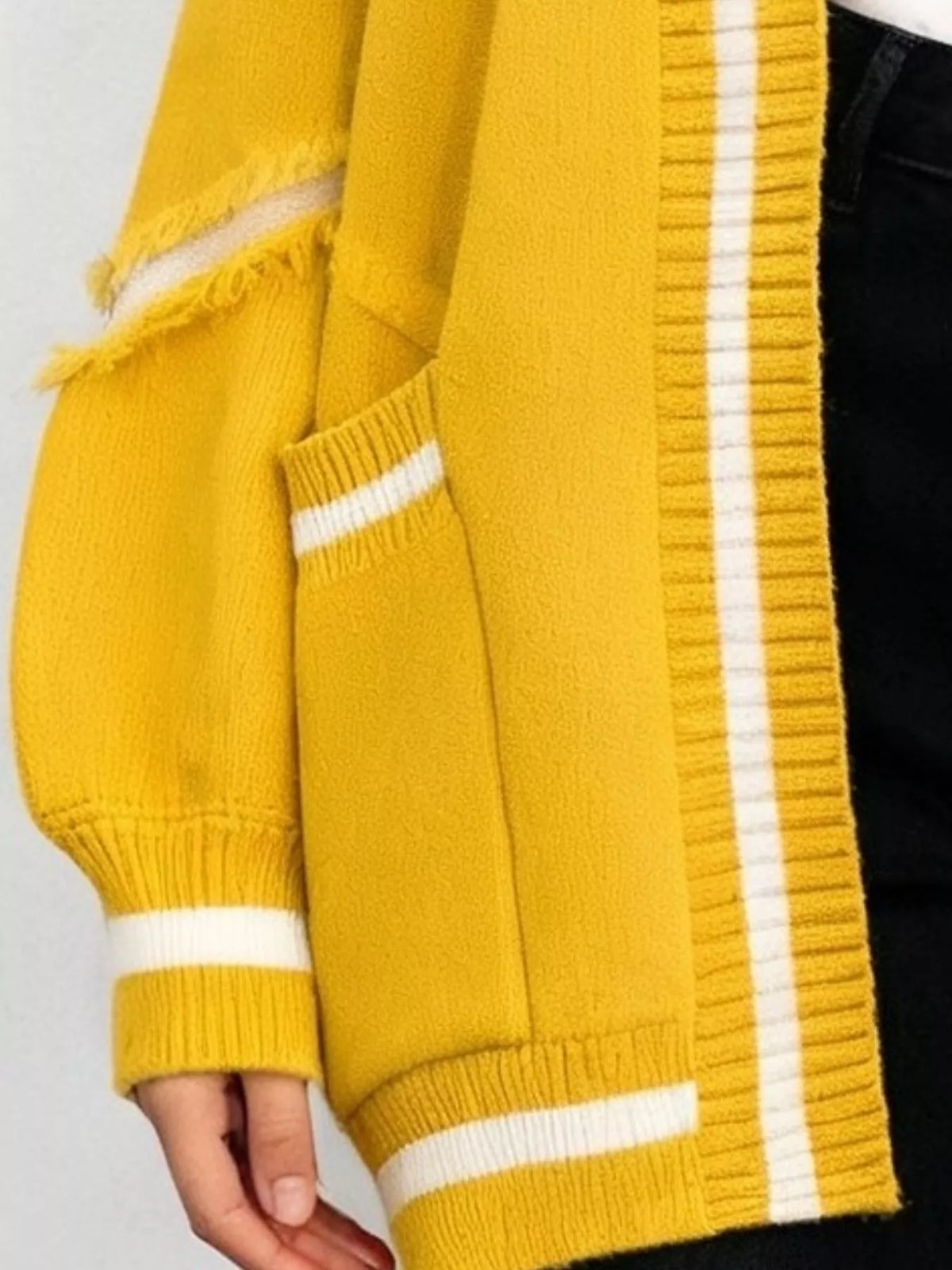 Frayed Hem Open Front Cardigan