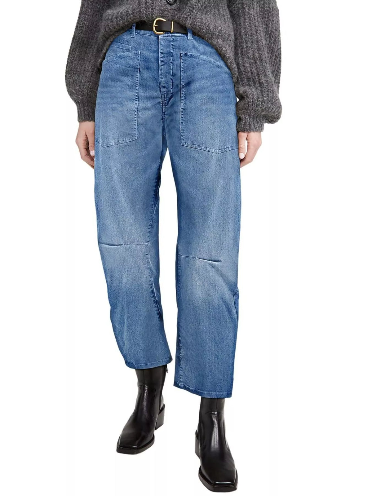 Wide-Leg Jeans with Patch Pockets