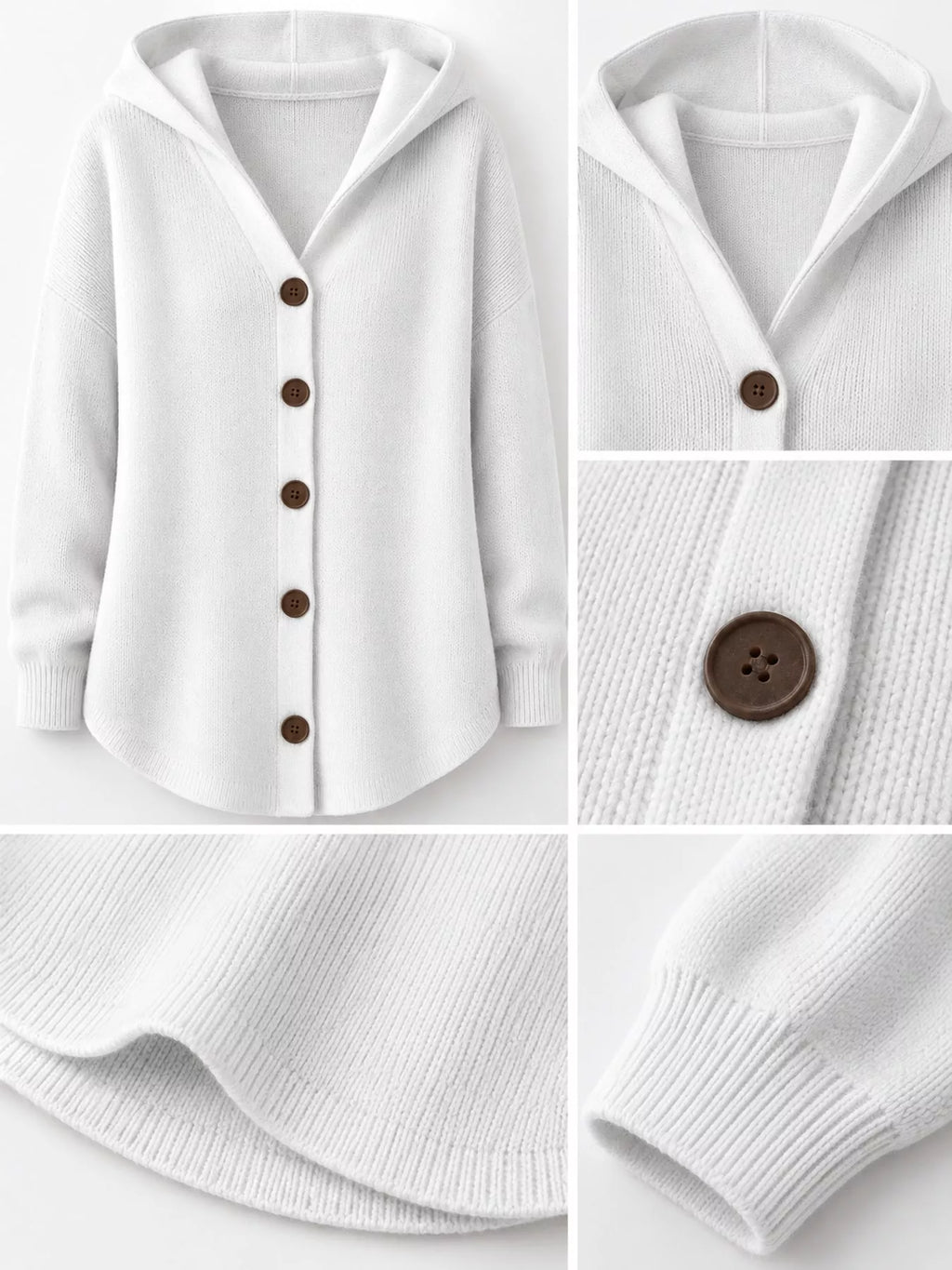Full Size Hooded Button-Down Knit Cardigan Plus Size