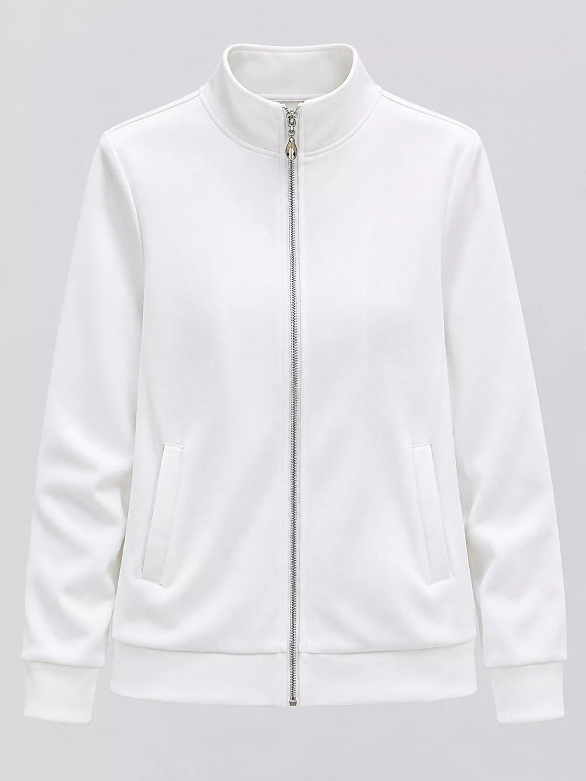 Full Size Stand-Collar Zip-Up Sweatshirt Plus Size
