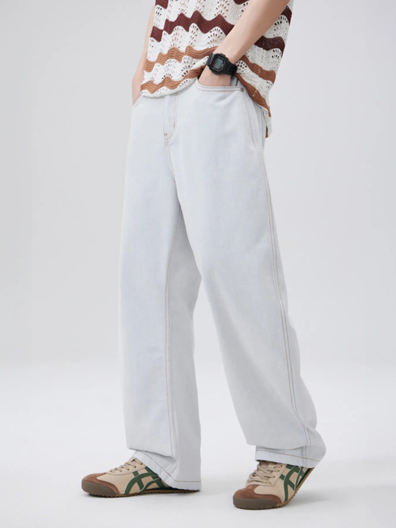 Men's Wash Wide Leg Jeans