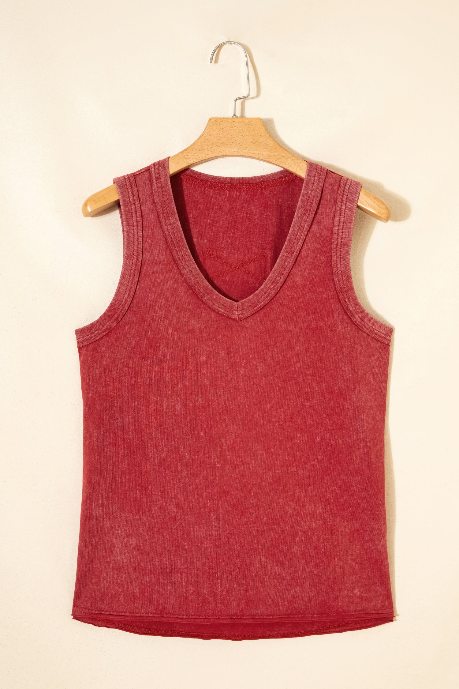 Red Dahlia Mineral Wash V Neck Tank Top