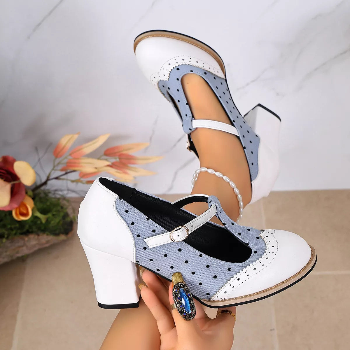 Point Toe Block Heels Pumps