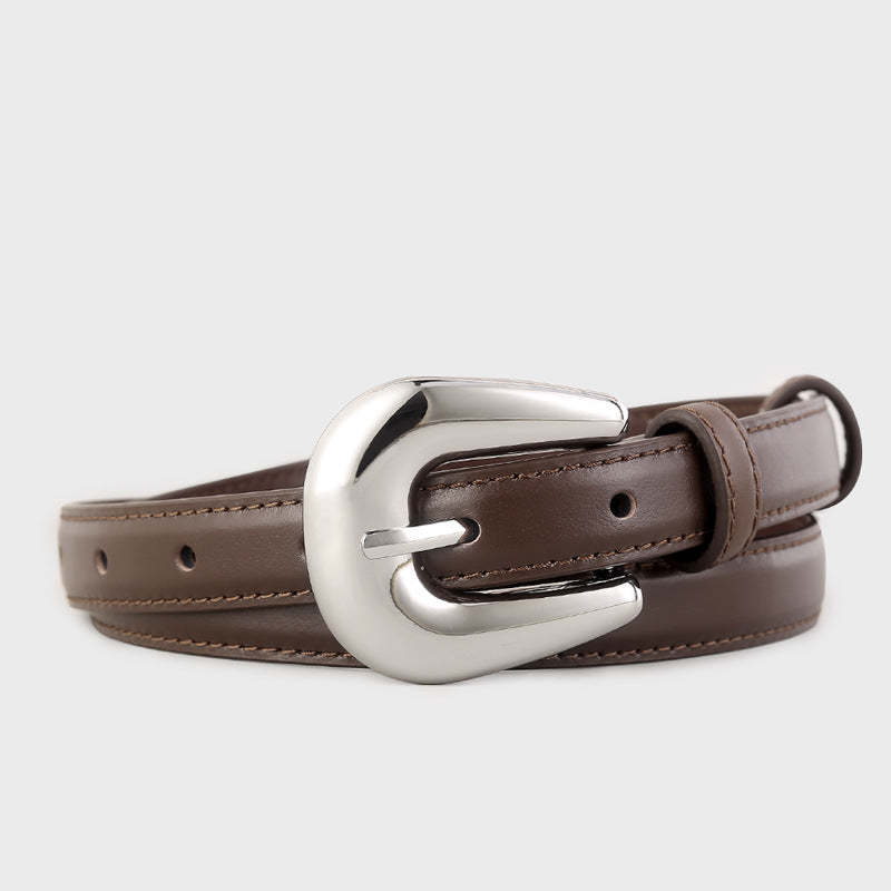 Leather Belt with Silver Buckle