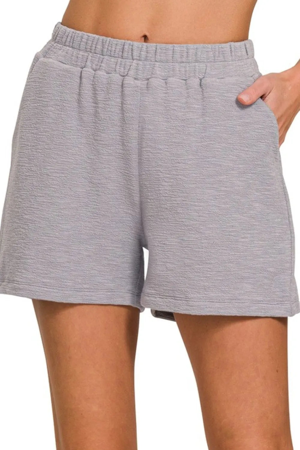 Relaxed Cotton Slub Shorts with Drawstring and Pockets
