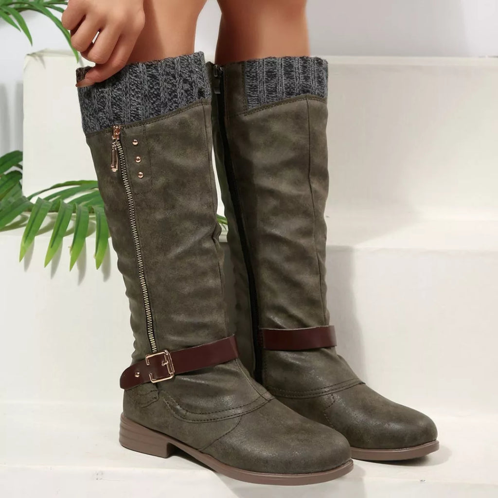 Round Toe Block Heels Boots