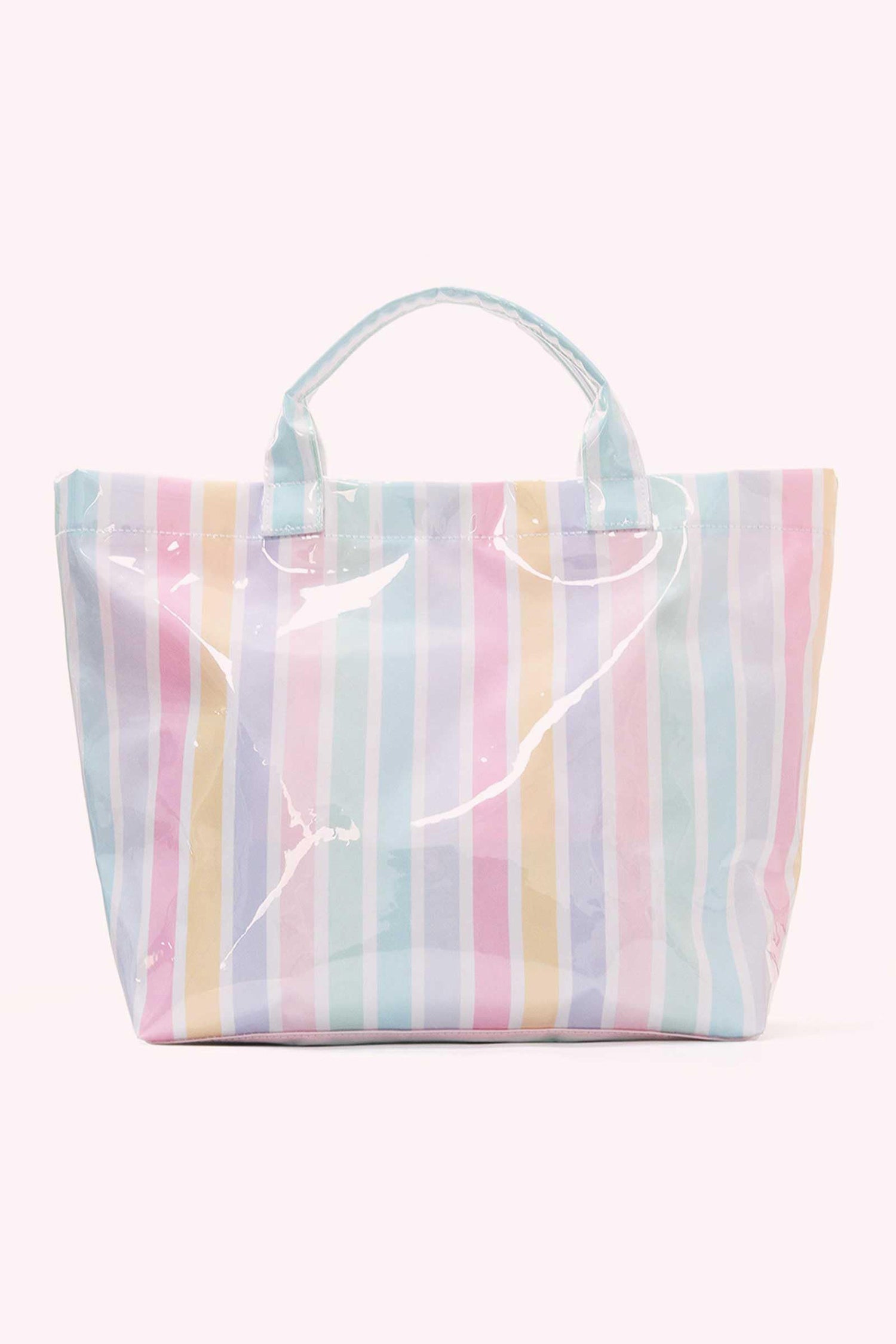 Rainbow Glossy Striped Vinyl Large Tote Bag
