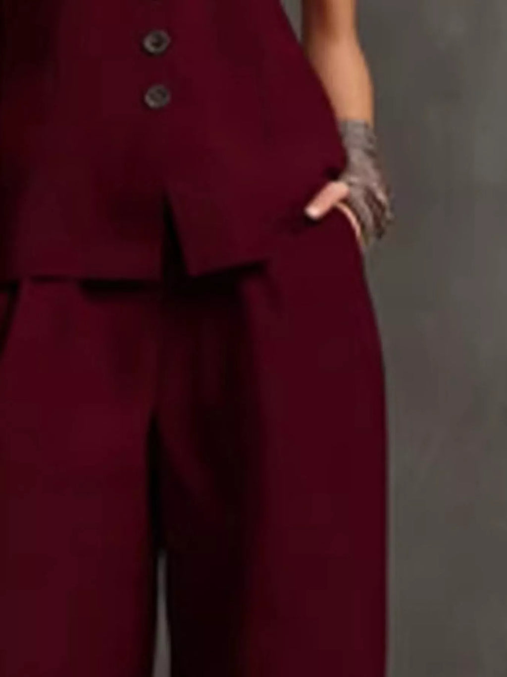 Sleeveless Vest and Wide-Leg Pants Set