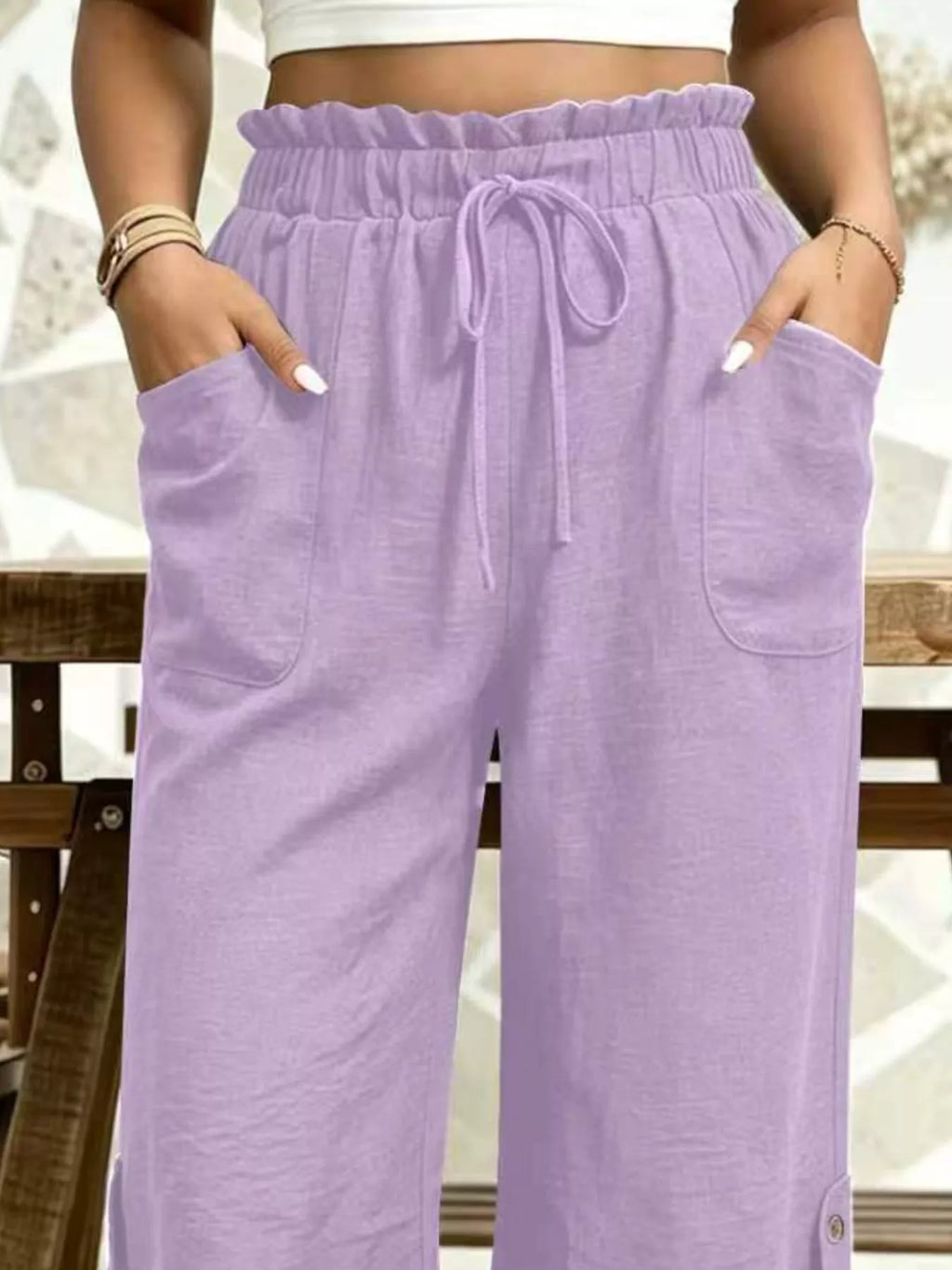 High-Waisted Drawstring Capris