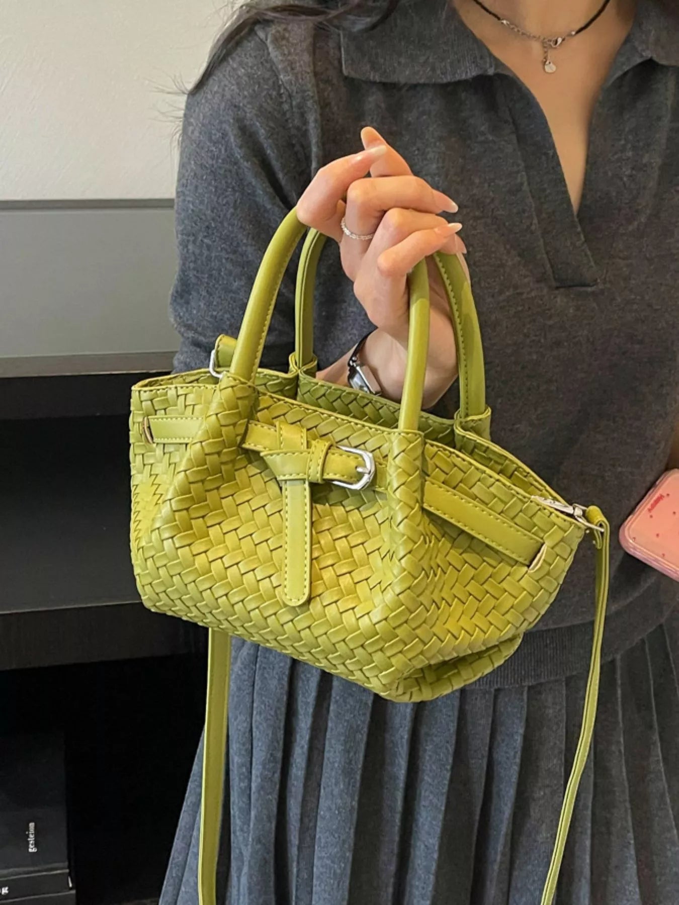 Woven Leather Crossbody Bag