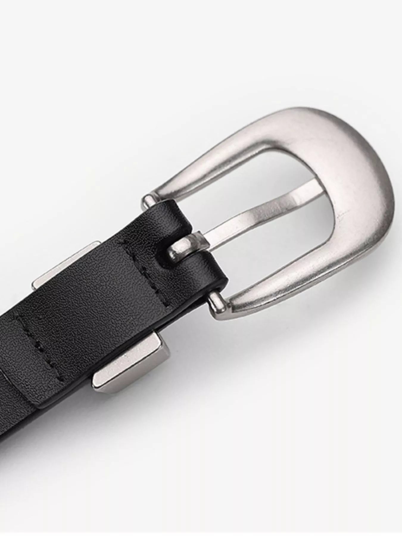 Leather Belt with Silver Buckle