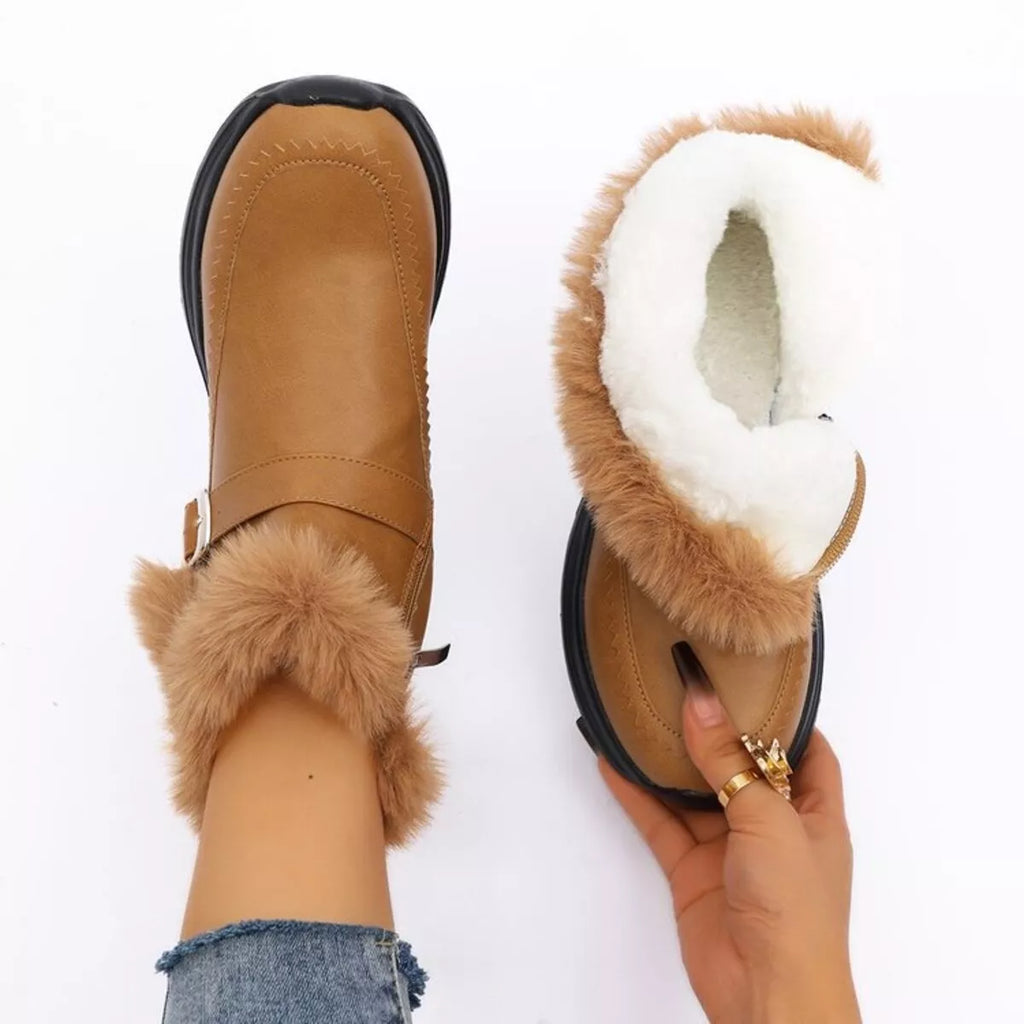 Faux Fur Buckle Boots